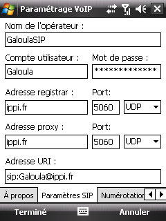 Configuration SIP ippi.fr