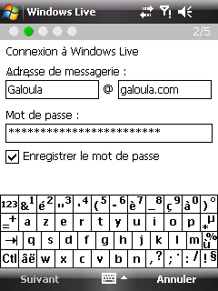 Configuration du compte MSN